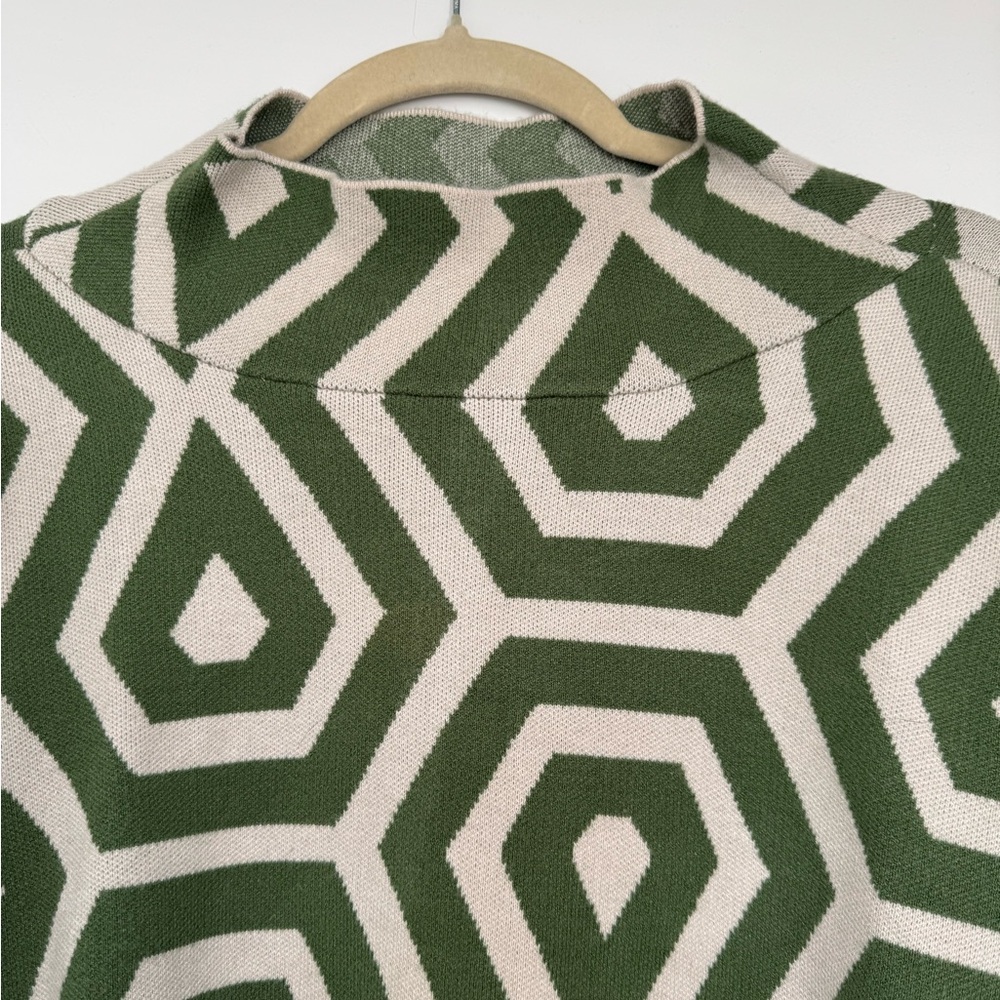 Maeve Olive and Cream Geometric Turtleneck Sweater - Picture 3 of 7